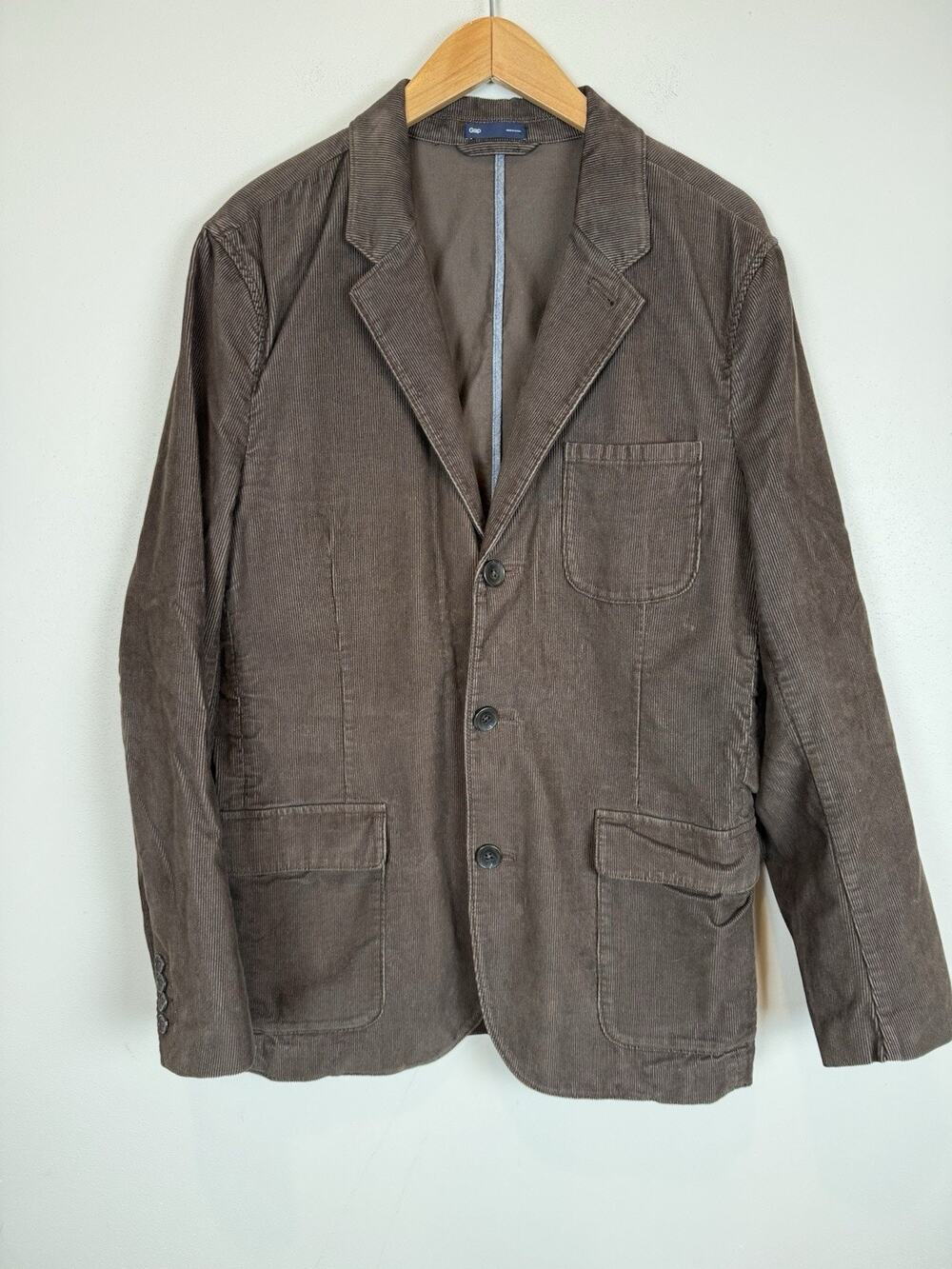 GAP corduroy blazer Jacket Brown 2 Button ivy prep 90s Vintage 100% Cotton Sz L
